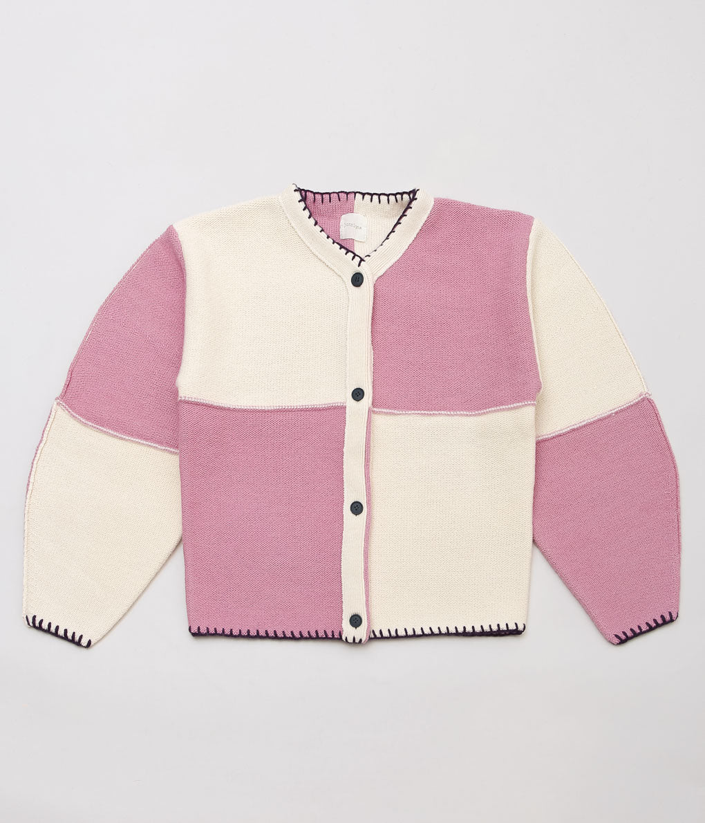 JONNLYNX ''BRITISH YARN CARDIGAN'' (WHITE×PINK)