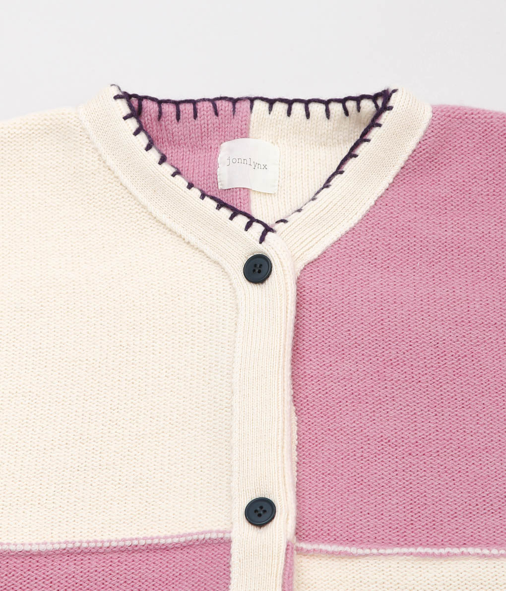 JONNLYNX ''BRITISH YARN CARDIGAN'' (WHITE×PINK)