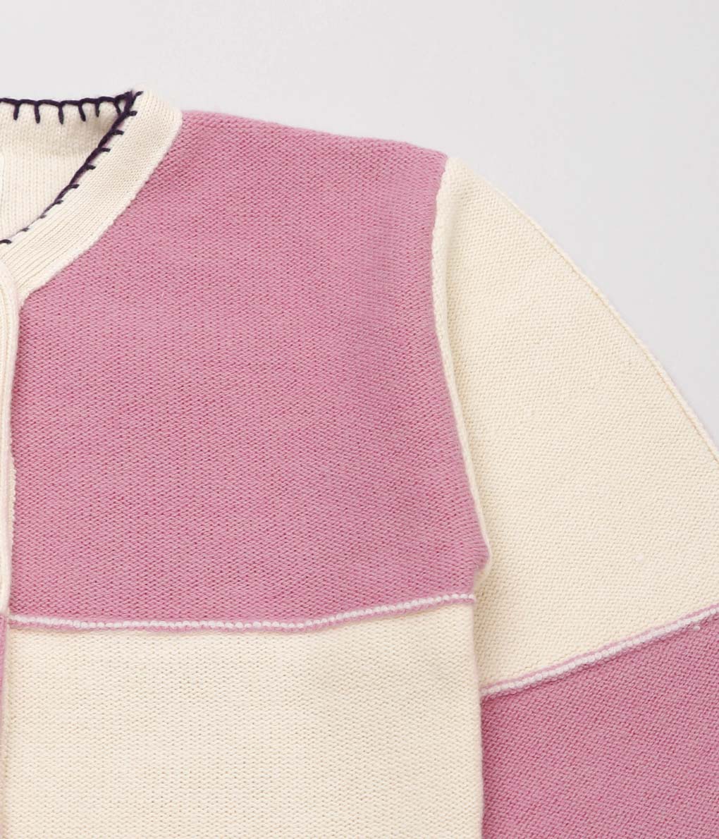 JONNLYNX ''BRITISH YARN CARDIGAN'' (WHITE×PINK)