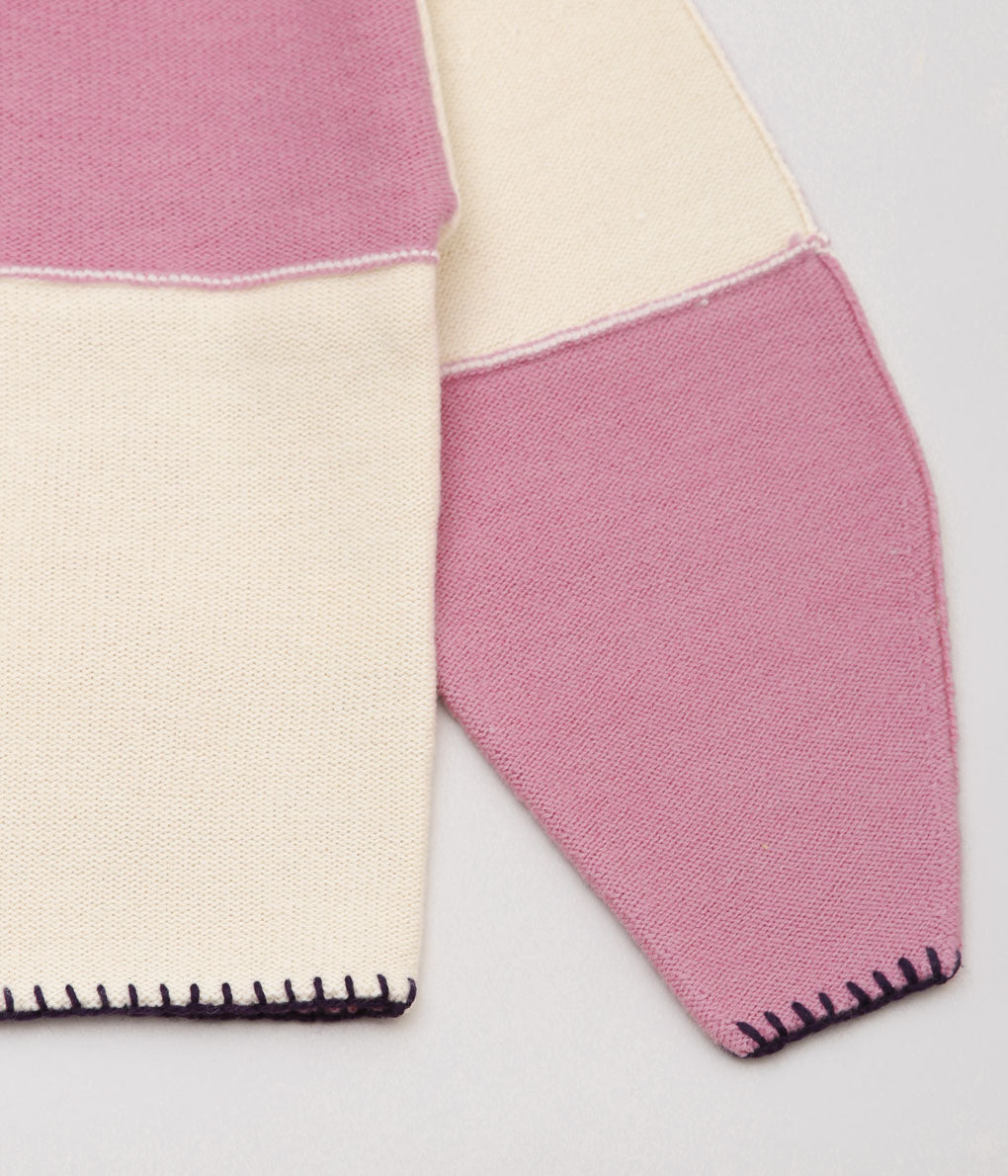 JONNLYNX ''BRITISH YARN CARDIGAN'' (WHITE×PINK)