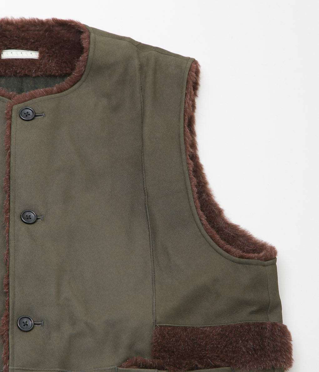 GORSCH ''LAMB LEATHER WAIST COAT'' (KHAKI)