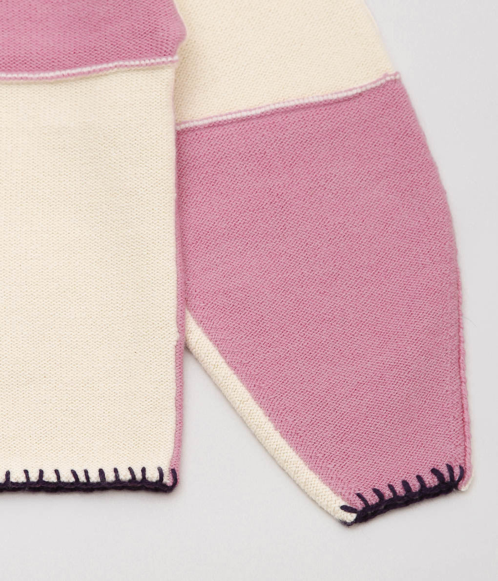 JONNLYNX ''BRITISH YARN CARDIGAN'' (WHITE×PINK)