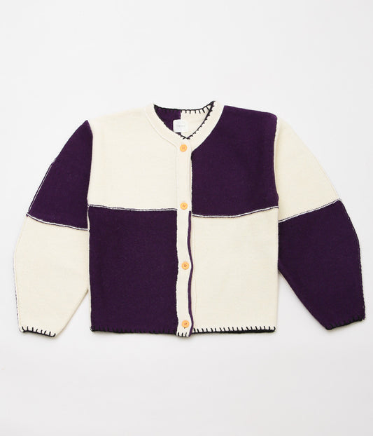 JONNLYNX ''BRITISH YARN CARDIGAN'' (WHITE×PULPLE)