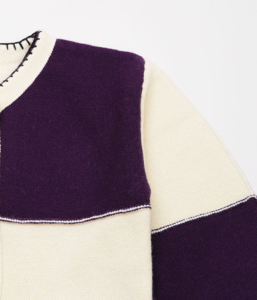 JONNLYNX ''BRITISH YARN CARDIGAN'' (WHITE×PULPLE)