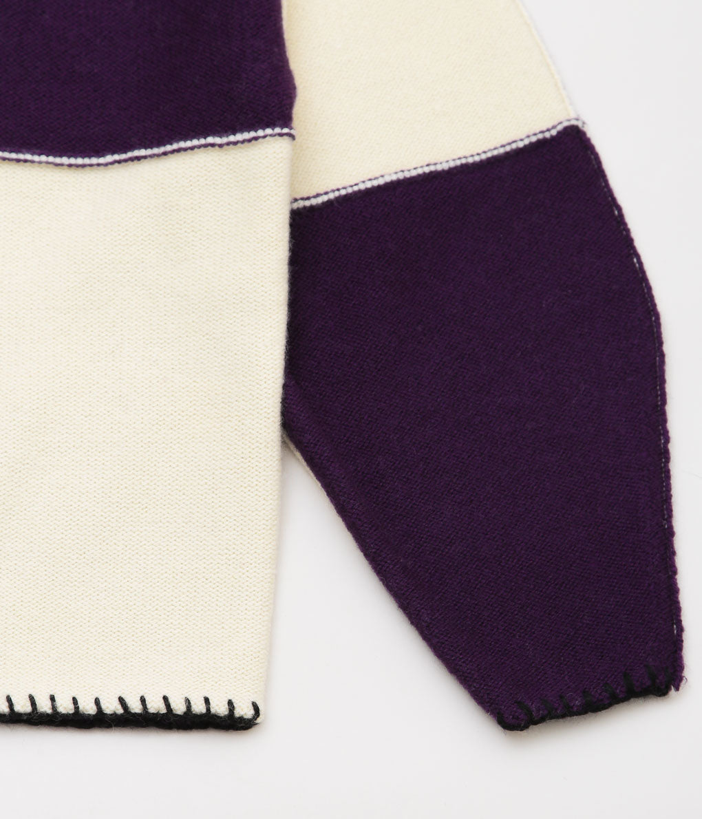 JONNLYNX ''BRITISH YARN CARDIGAN'' (WHITE×PULPLE)