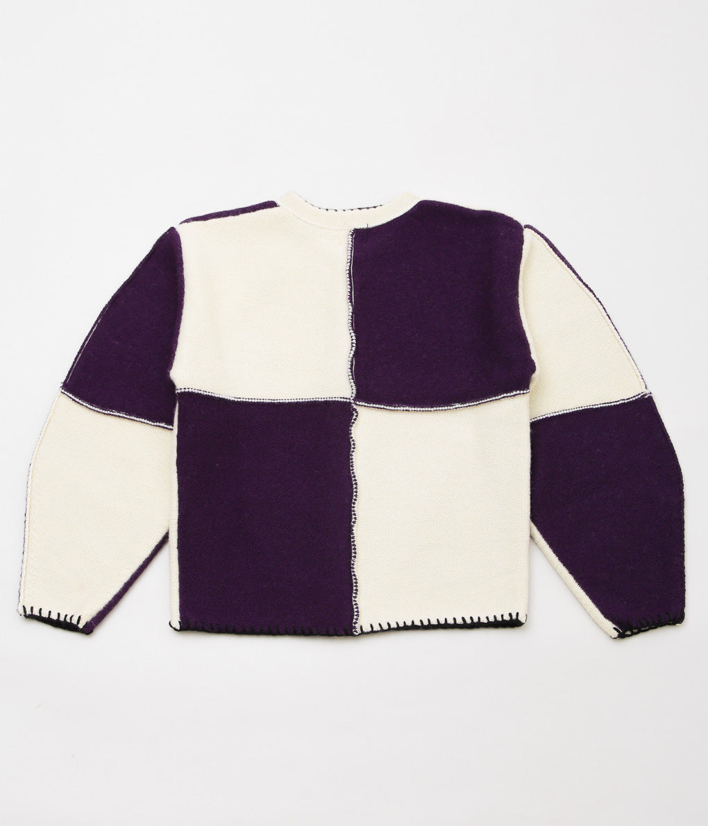 JONNLYNX ''BRITISH YARN CARDIGAN'' (WHITE×PULPLE)