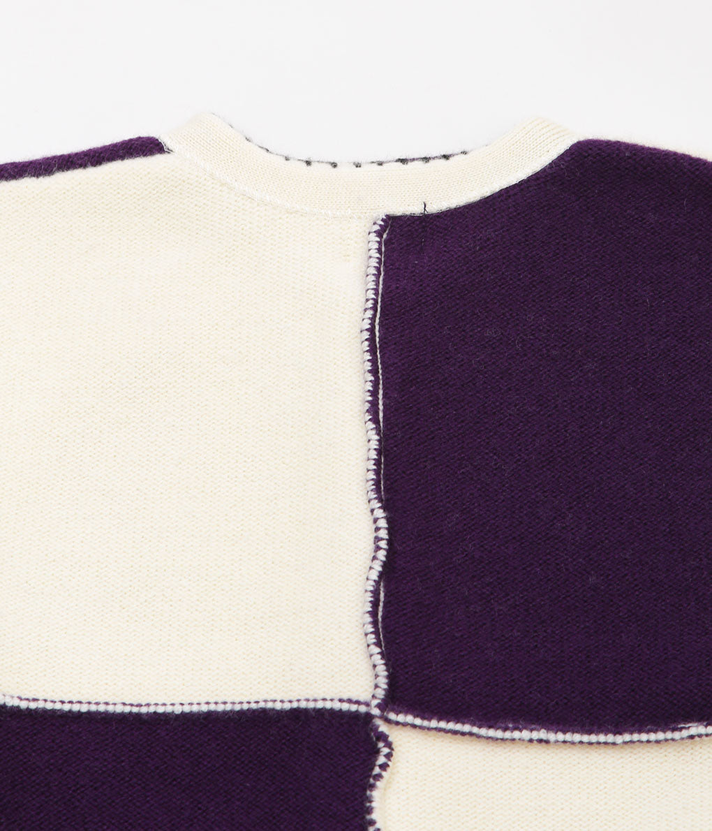 JONNLYNX ''BRITISH YARN CARDIGAN'' (WHITE×PULPLE)