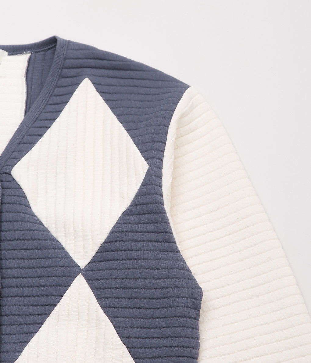 JONNLYNX ''QUILT BORDER ARGYLECARDIGAN'' (ECRU×GREYBLUE)