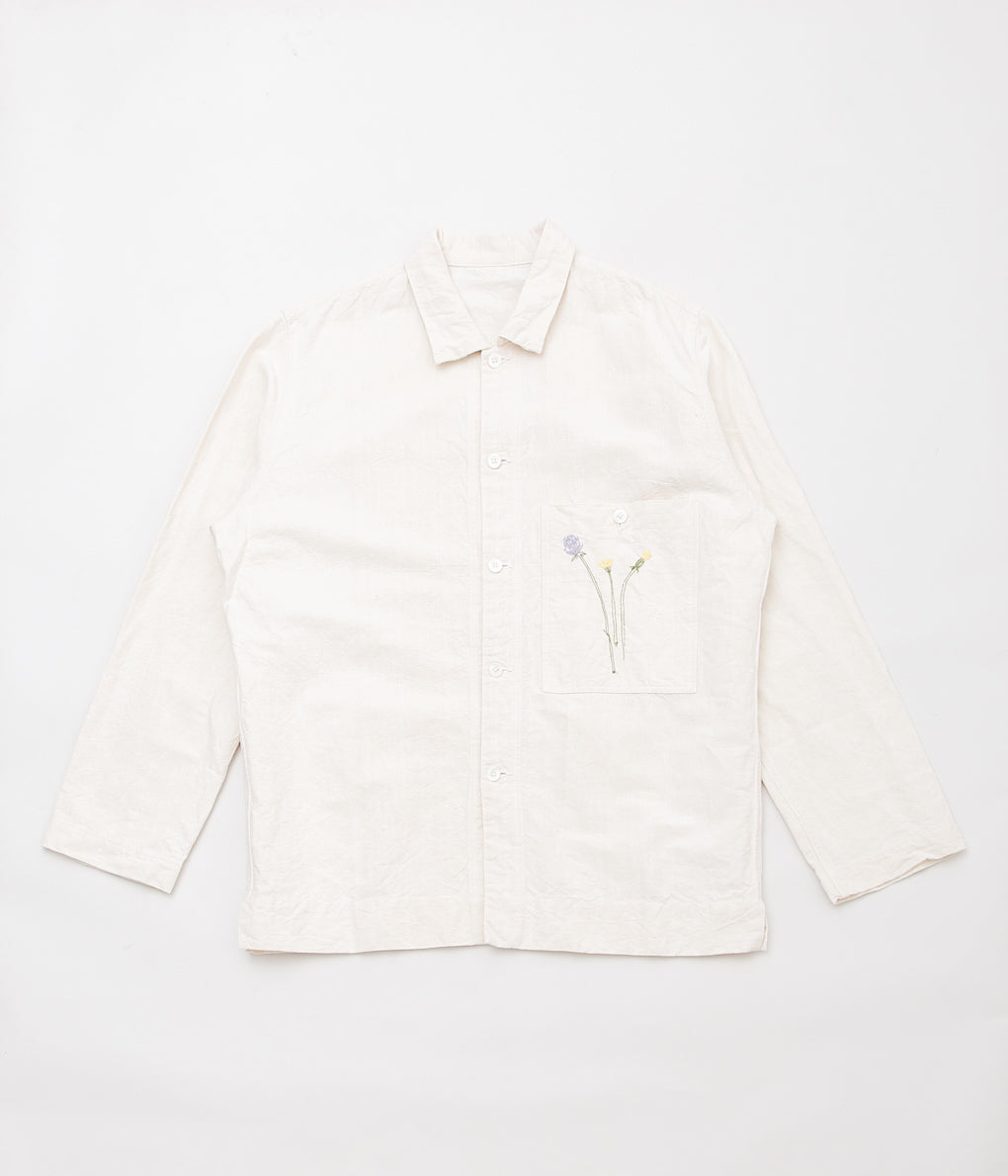 OLIVER CHURCH ''OVER SHIRT (MIXED FLOWER EMBROIDERY)'' (NATURAL)