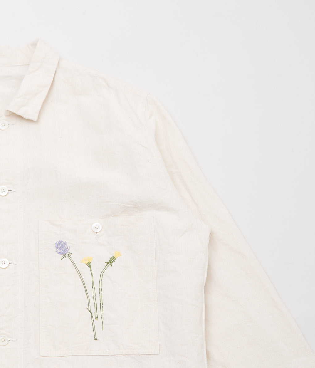 OLIVER CHURCH ''OVER SHIRT (MIXED FLOWER EMBROIDERY)'' (NATURAL)