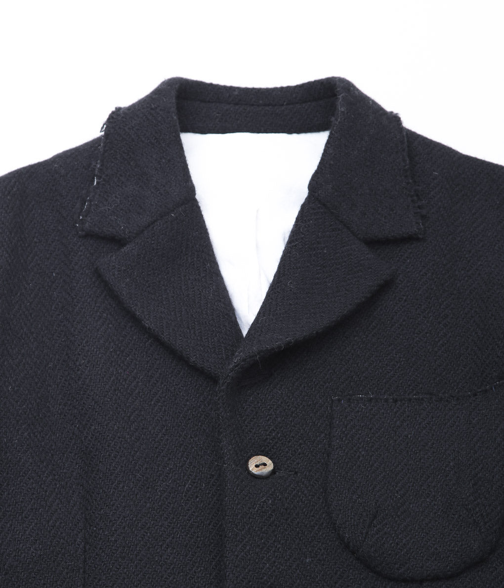 MONAD LONDON ''LARKIN BLAZER (HANDWOVEN DONEGAL TWEED)'' (BLACK HERRINGBONE)