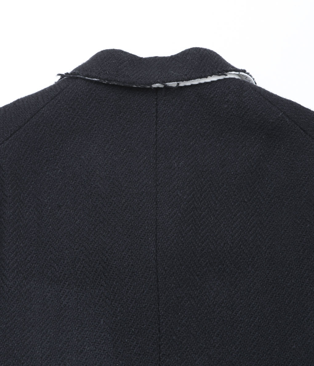 MONAD LONDON ''LARKIN BLAZER (HANDWOVEN DONEGAL TWEED)'' (BLACK HERRINGBONE)