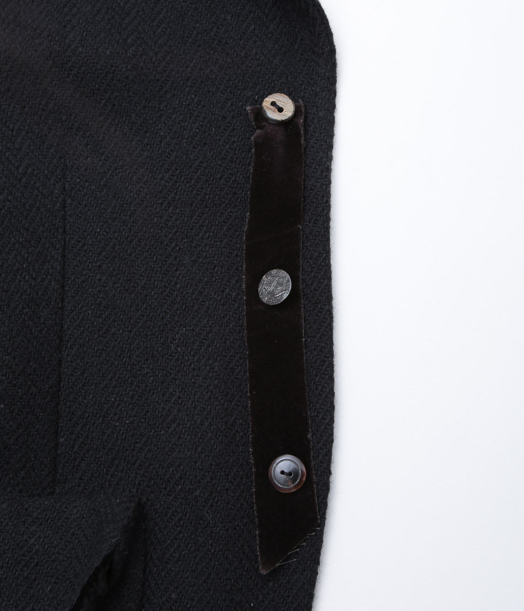 MONAD LONDON ''LARKIN BLAZER (HANDWOVEN DONEGAL TWEED)'' (BLACK HERRINGBONE)