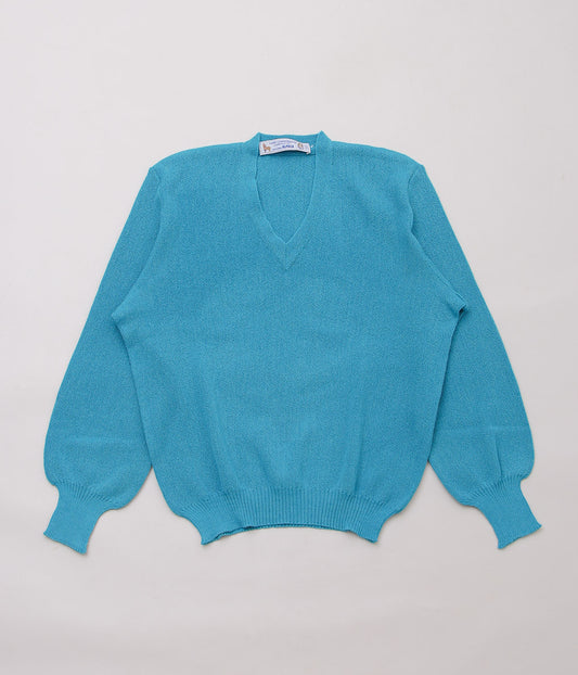 FANNI LEMMERMAYER ''2PLY V-NECK PULLOVER PLANE BELL SLEEVE'' (535 (TURQUOISE))