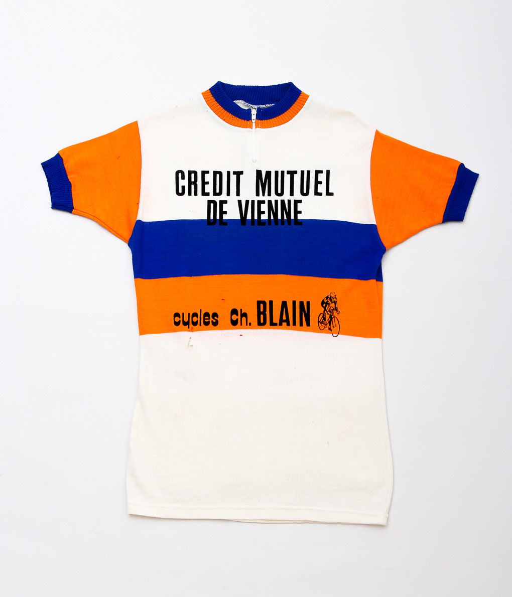 USED&VINTAGE''1960~70's CYCLING WOOL JERSEY'' (ECRU×BLUE×ORANGE)