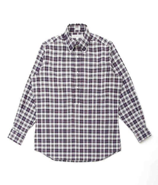 INDIVIDUALIZED SHIRTS ''SLUB MADRAS POPOVER CLASSIC FIT BUTTON DOWN SHIRTS'' (NAVY)