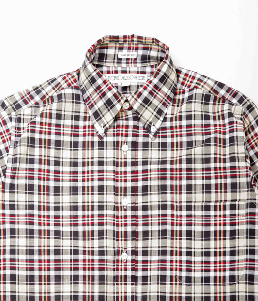 INDIVIDUALIZED SHIRTS ''SLUB MADRAS POPOVER CLASSIC FIT BUTTON DOWN SHIRTS'' (BEIGE)