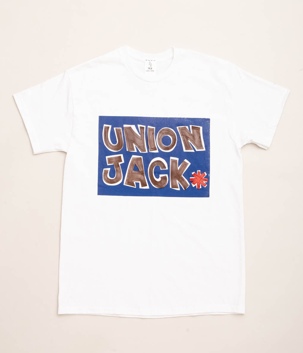 SHINYA NOMOTO "UNION JACK LEATHER PATCH TEE"(WHITE×BLUE)