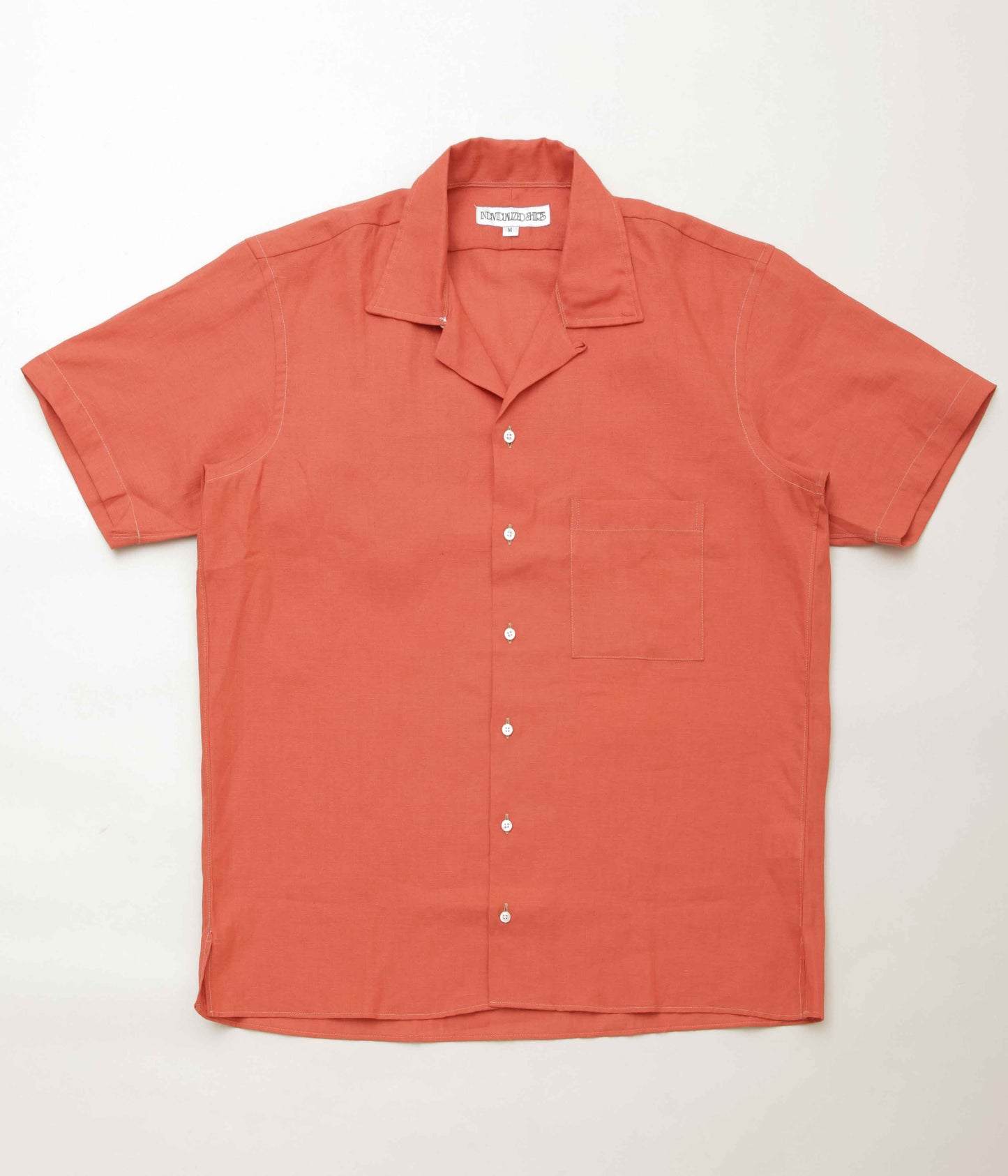 INDIVIDUALIZED SHIRTS×MAIDENS SHOP''LINEN CAMP COLLAR S/S SHIRT''(RUST)