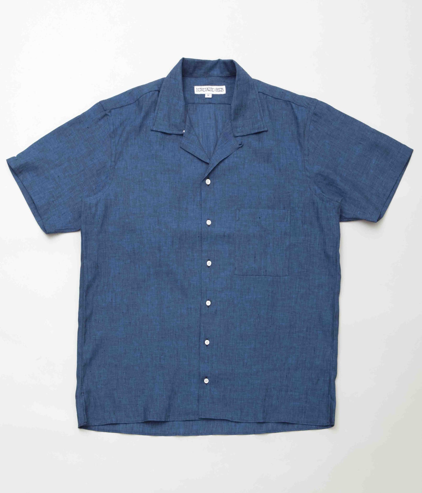 INDIVIDUALIZED SHIRTS×MAIDENS SHOP''LINEN CAMP COLLAR S/S SHIRT''(NAVY)