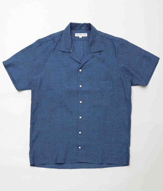 INDIVIDUALIZED SHIRTS×MAIDENS SHOP''LINEN CAMP COLLAR S/S SHIRT''(NAVY)