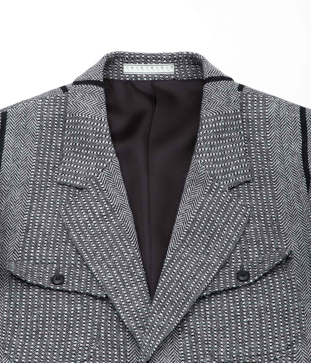 GORSCH ''BAUER WIDE STRIPE HAND WOVEN WOOL JACKET'' (GREGE)