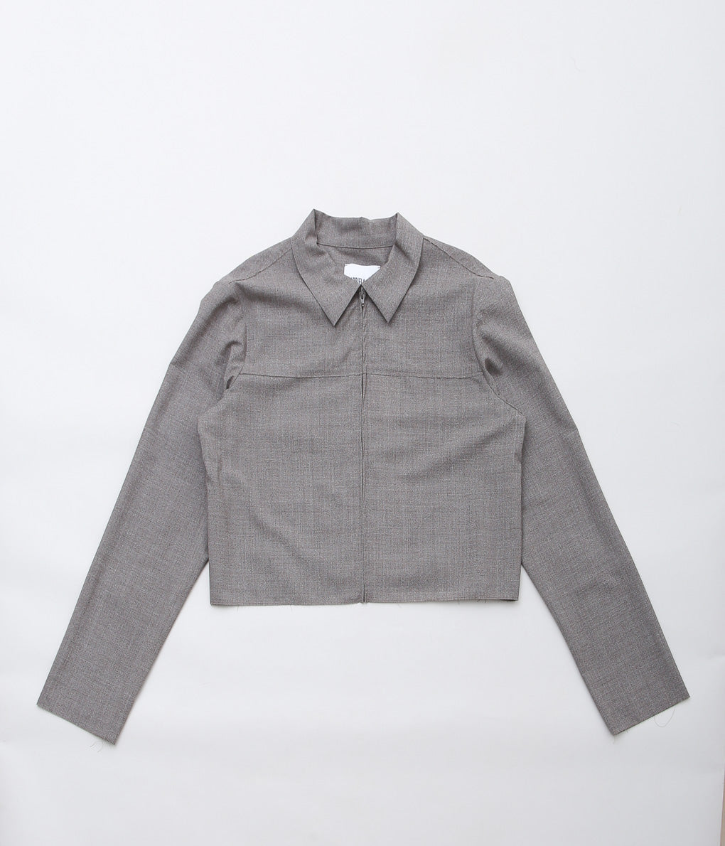 GABRIELA COLL GARMENTS ''NO.210 LORO PIANA FINE WOOL ZIPPER JACKET'' (GREY MELANGE)