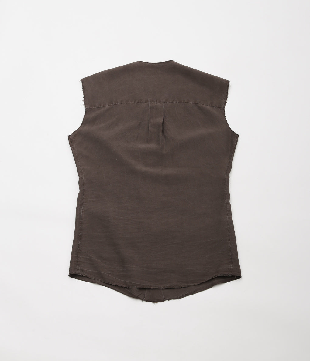 GABRIELA COLL GARMENTS ''NO.74 SILK SLEEVELESS BLOUSE'' (BROWN)