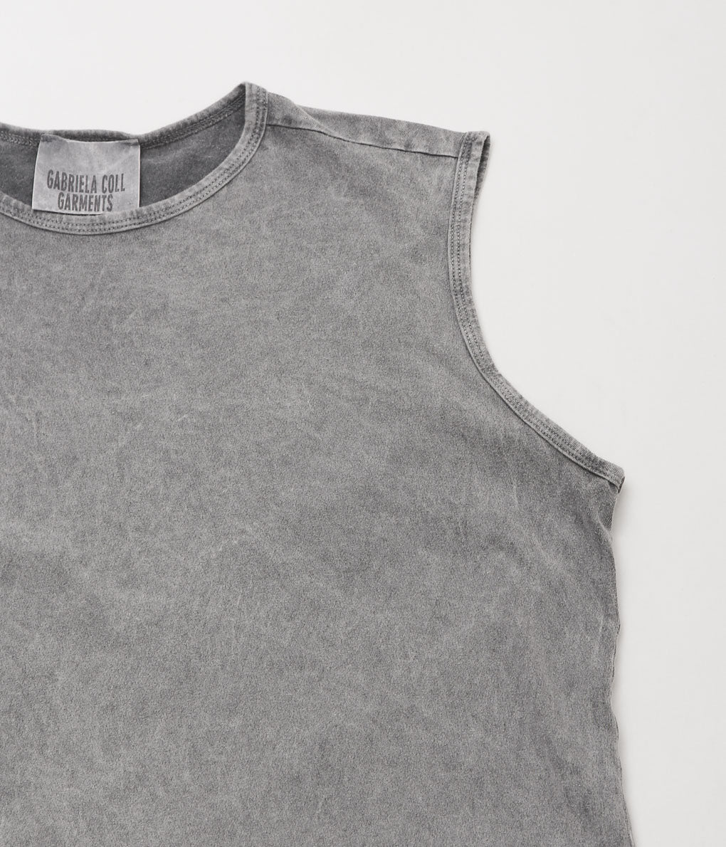 GABRIELA COLL GARMENTS "NO.33  SLEEVELESS T-SHIRT"(GREY STONEWASH)