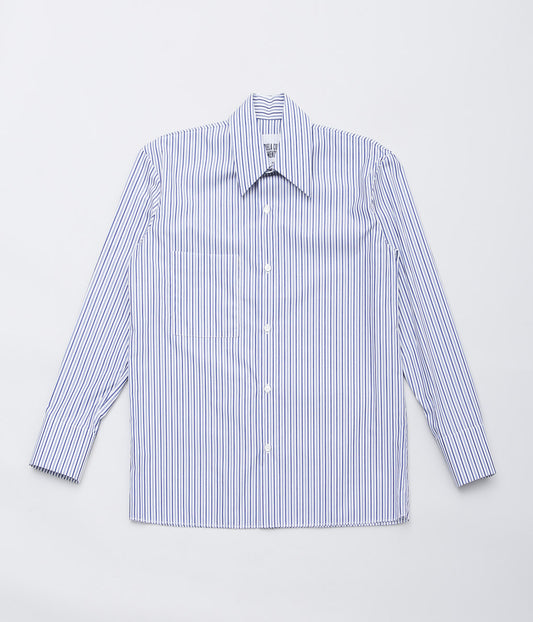 GABRIELA COLL GARMENTS ''NO.162 THOMAS MASON PINSTRIPE POCKET SHIRT'' (STRIPPED BLUE)