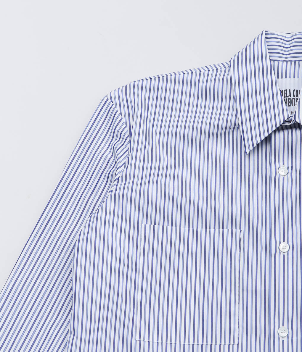 GABRIELA COLL GARMENTS ''NO.162 THOMAS MASON PINSTRIPE POCKET SHIRT'' (STRIPPED BLUE)