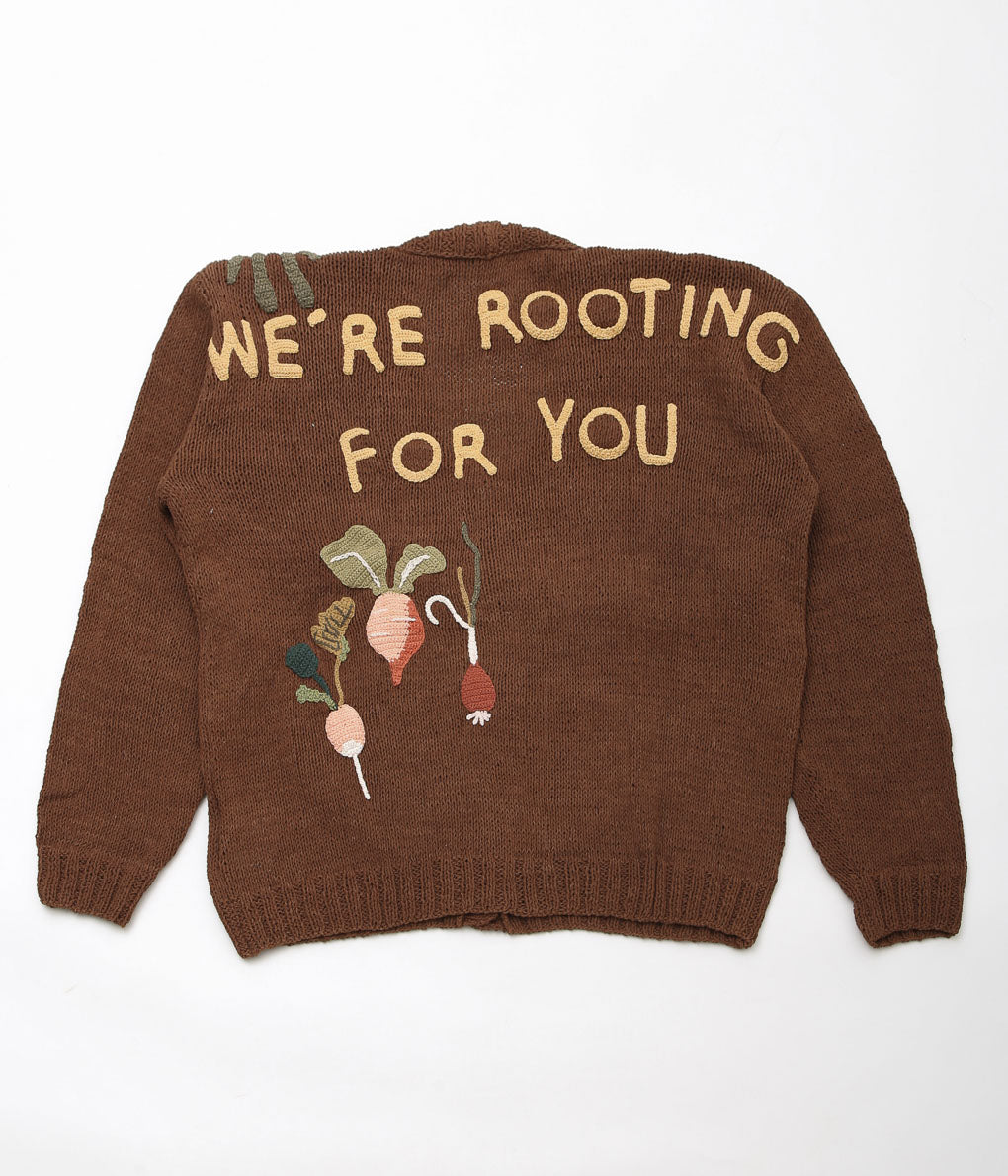 STORY MFG ''TWINSUN CARDIGAN'' (BROWN ROOTING FOR YOU)