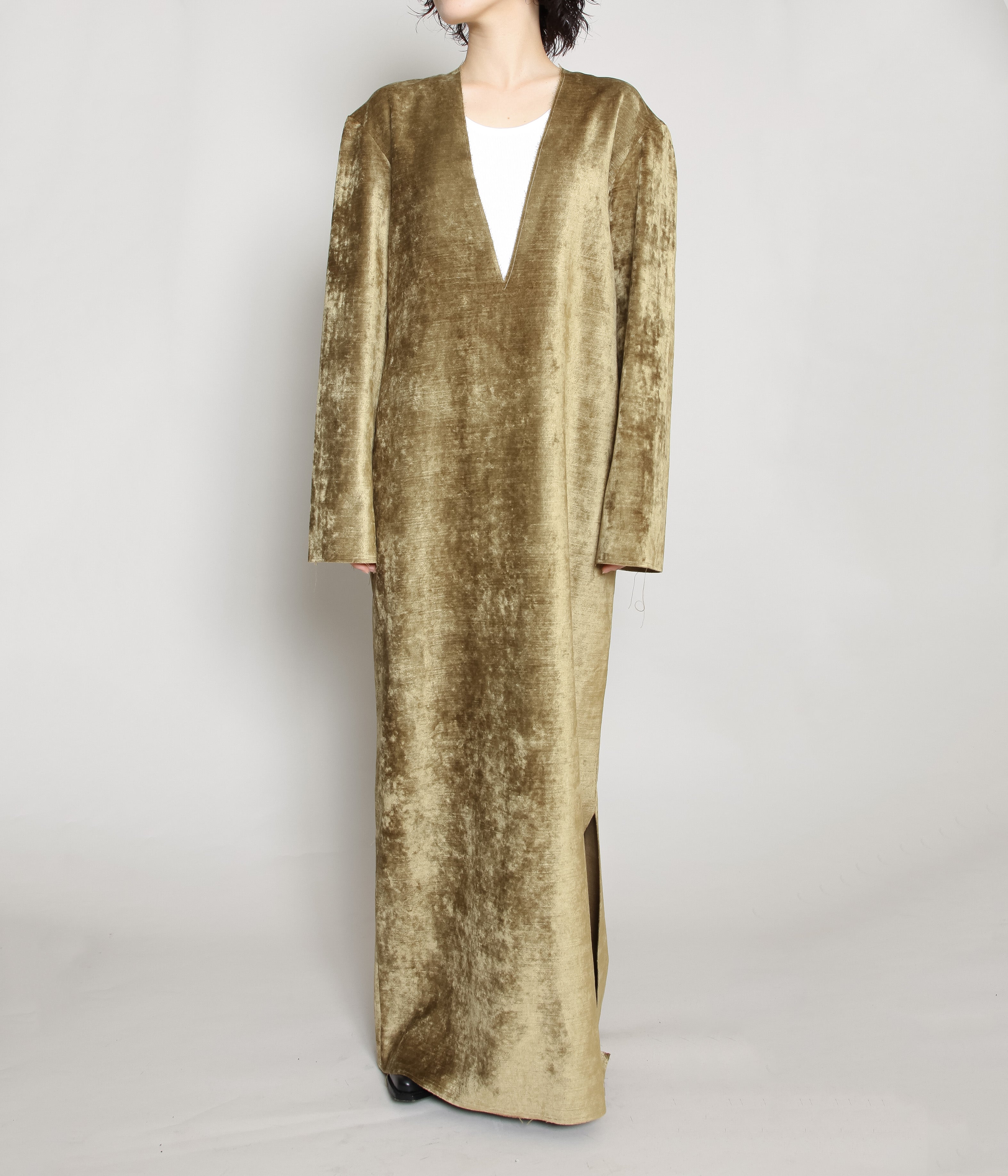 GABRIELA COLL GARMENTS ''NO.125 COTTON VELVET LONGSLEEVE DRESS'' (BROW –  THE STORE BY MAIDENS