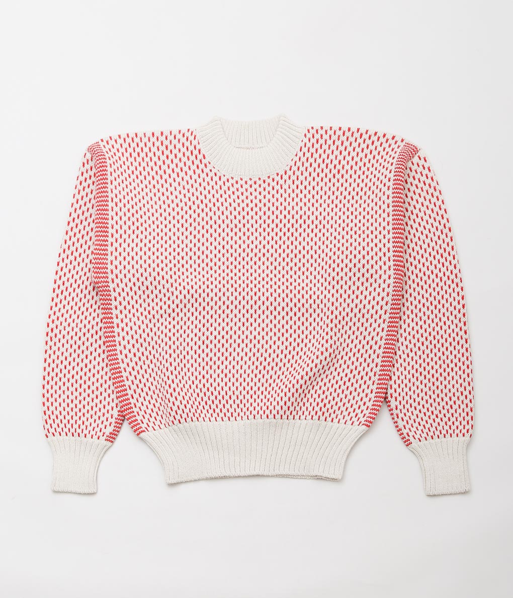 USONIAN SPORTSWEAR ''BIRDS EYE SWEATER'' (WHITE/RED)