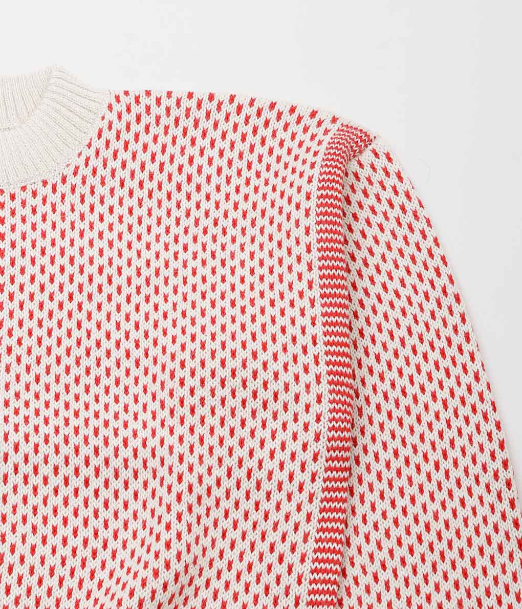 USONIAN SPORTSWEAR ''BIRDS EYE SWEATER'' (WHITE/RED)