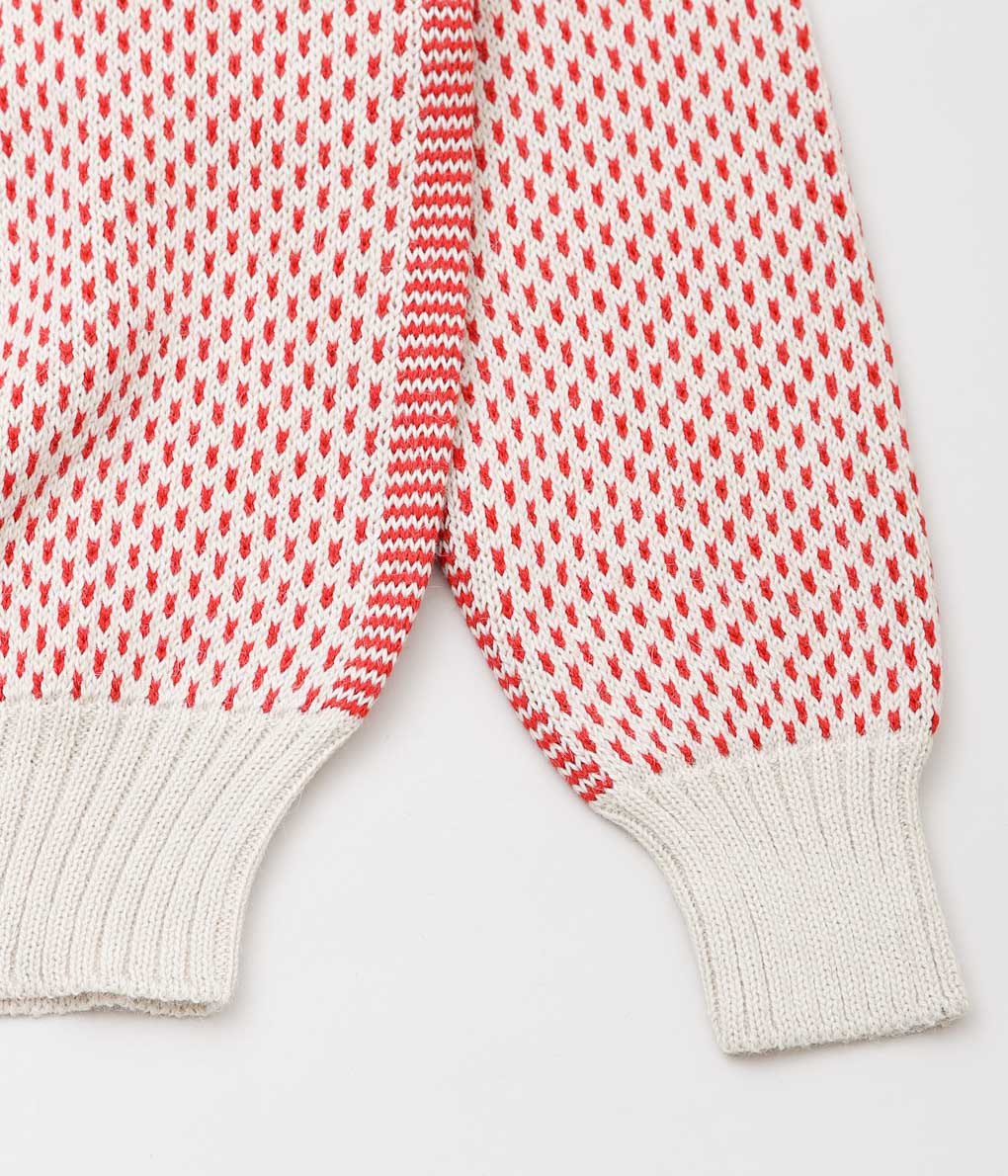 USONIAN SPORTSWEAR ''BIRDS EYE SWEATER'' (WHITE/RED)