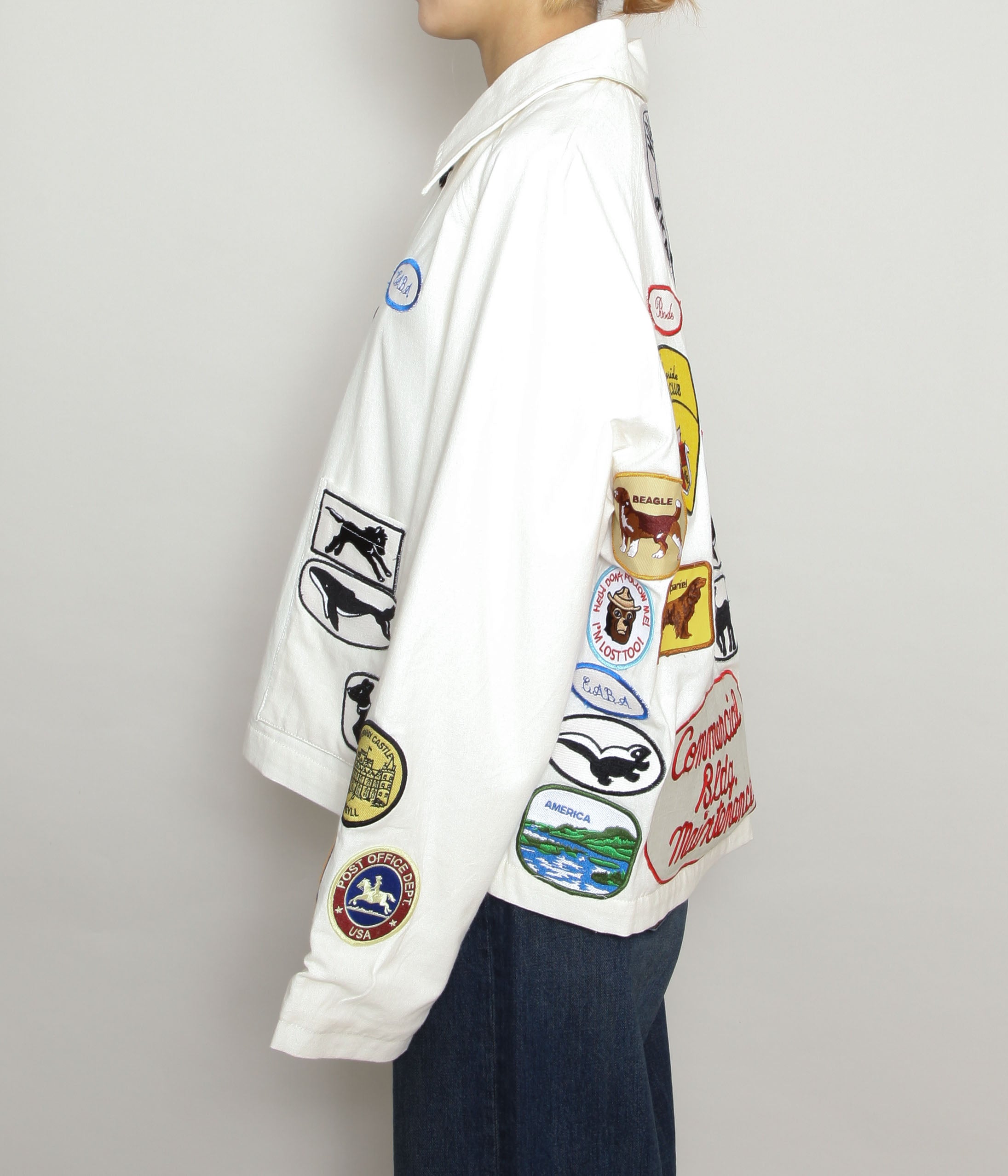 BODE ''CAMBRIDGE PATCH JACKET'' (WHITE MULTI) – THE STORE BY