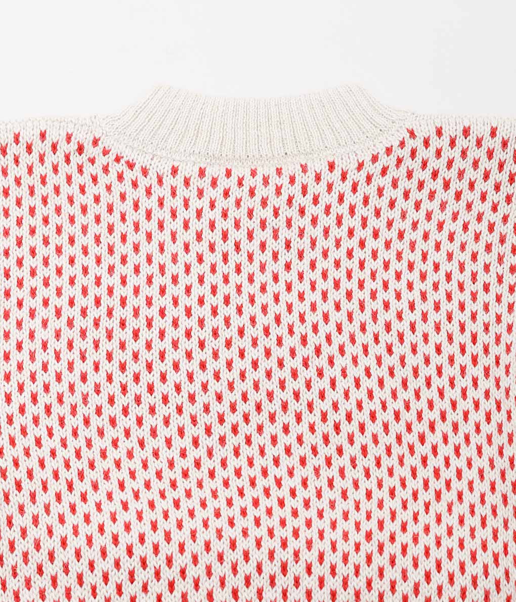 USONIAN SPORTSWEAR ''BIRDS EYE SWEATER'' (WHITE/RED)