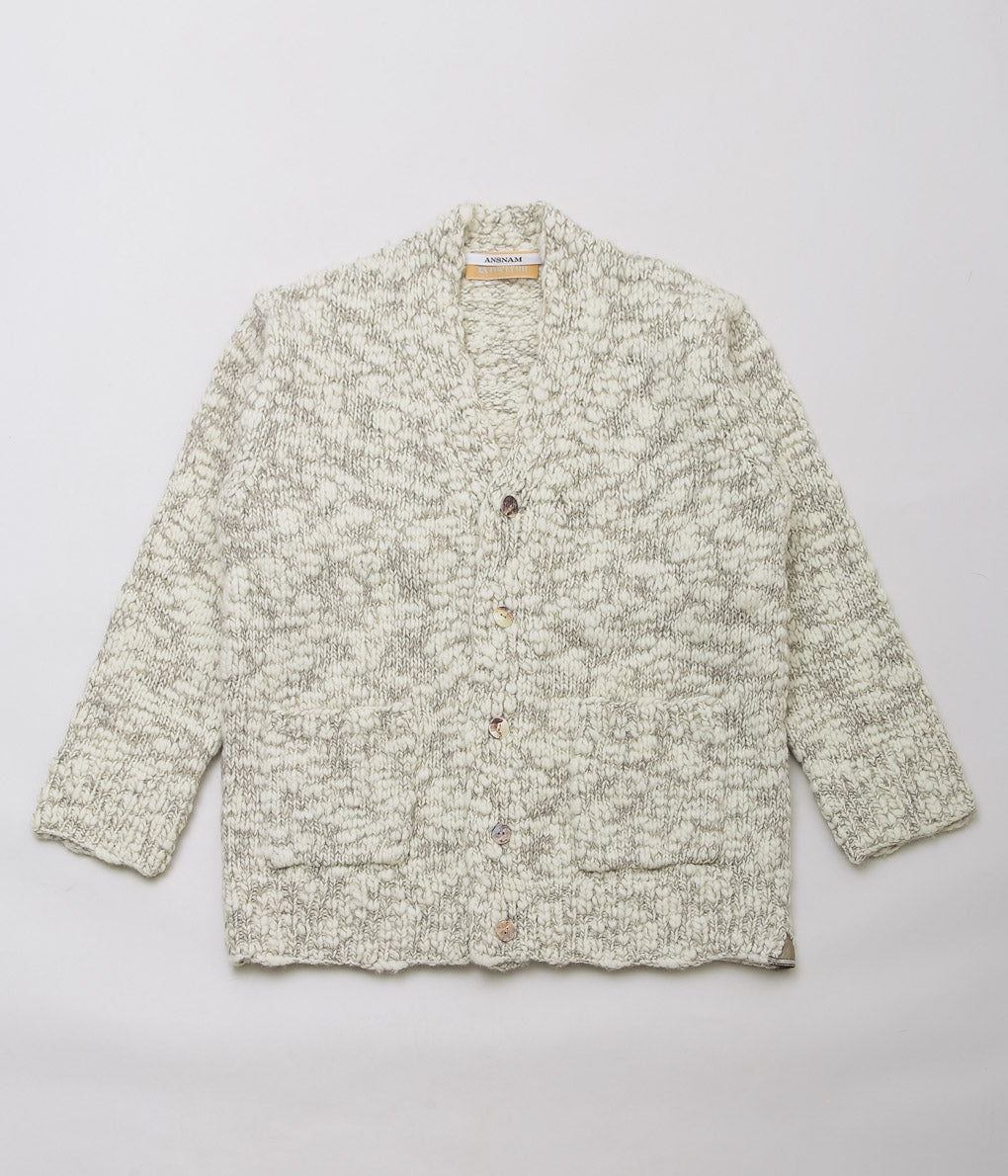 ANSNAM ''HAND KNITTING CARDIGAN'' (WHITE GRAY)