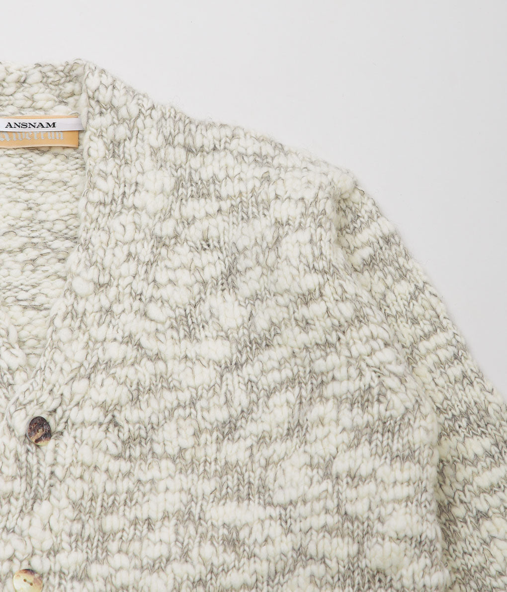 ANSNAM ''HAND KNITTING CARDIGAN'' (WHITE GRAY)