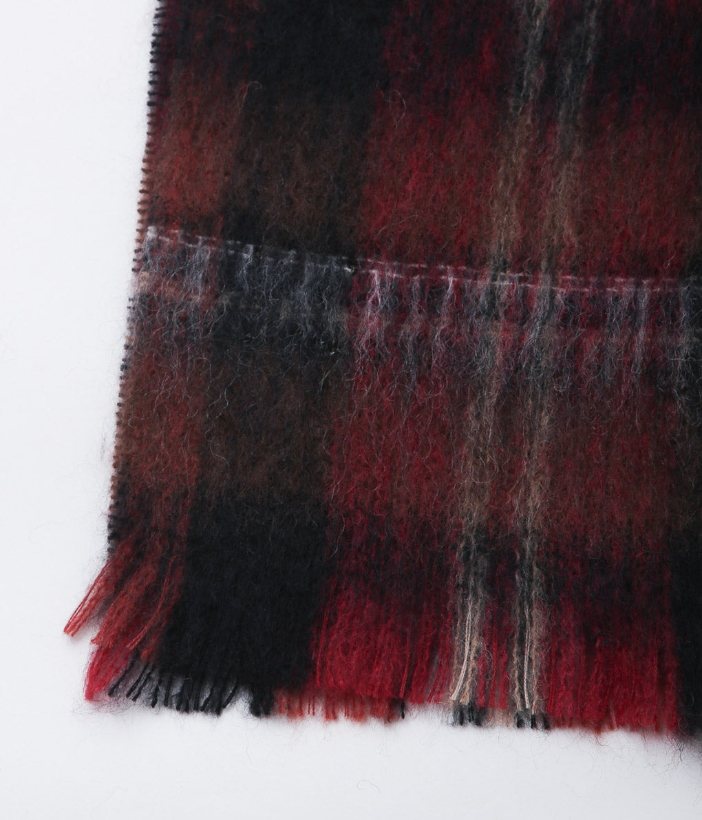 DE BONNE FACTURE ''UNIVERSITY GIANT SCARF SCOTTISH MOHAIR'' (BRICK RED &amp; BROWN)