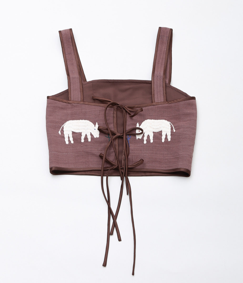 SEIRE COLLECTIVE ''EMBROIDERED CROP TOP B'' (BROWN)