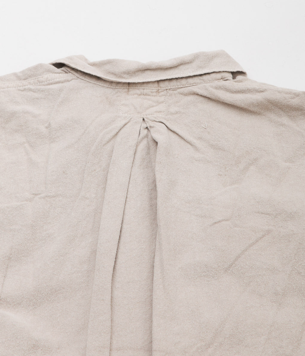 TENDER CO. ''WEBBING FLY SHIRT_ECRU COTTON FLANNEL'' (COFFEE DYED)