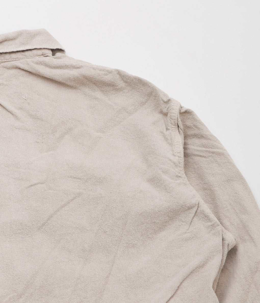 TENDER CO. ''WEBBING FLY SHIRT_ECRU COTTON FLANNEL'' (COFFEE DYED)