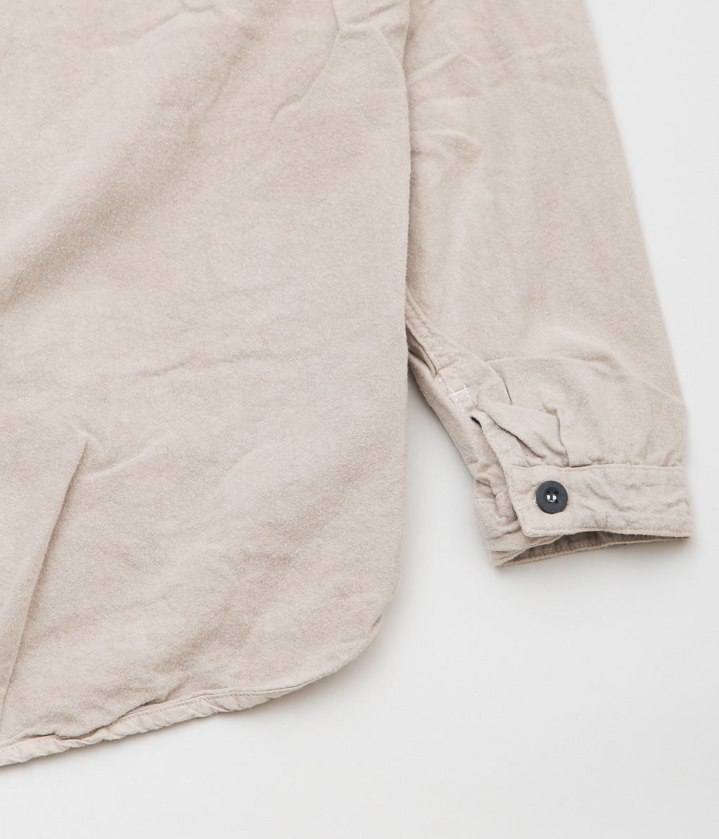 TENDER CO. ''WEBBING FLY SHIRT_ECRU COTTON FLANNEL'' (COFFEE DYED)