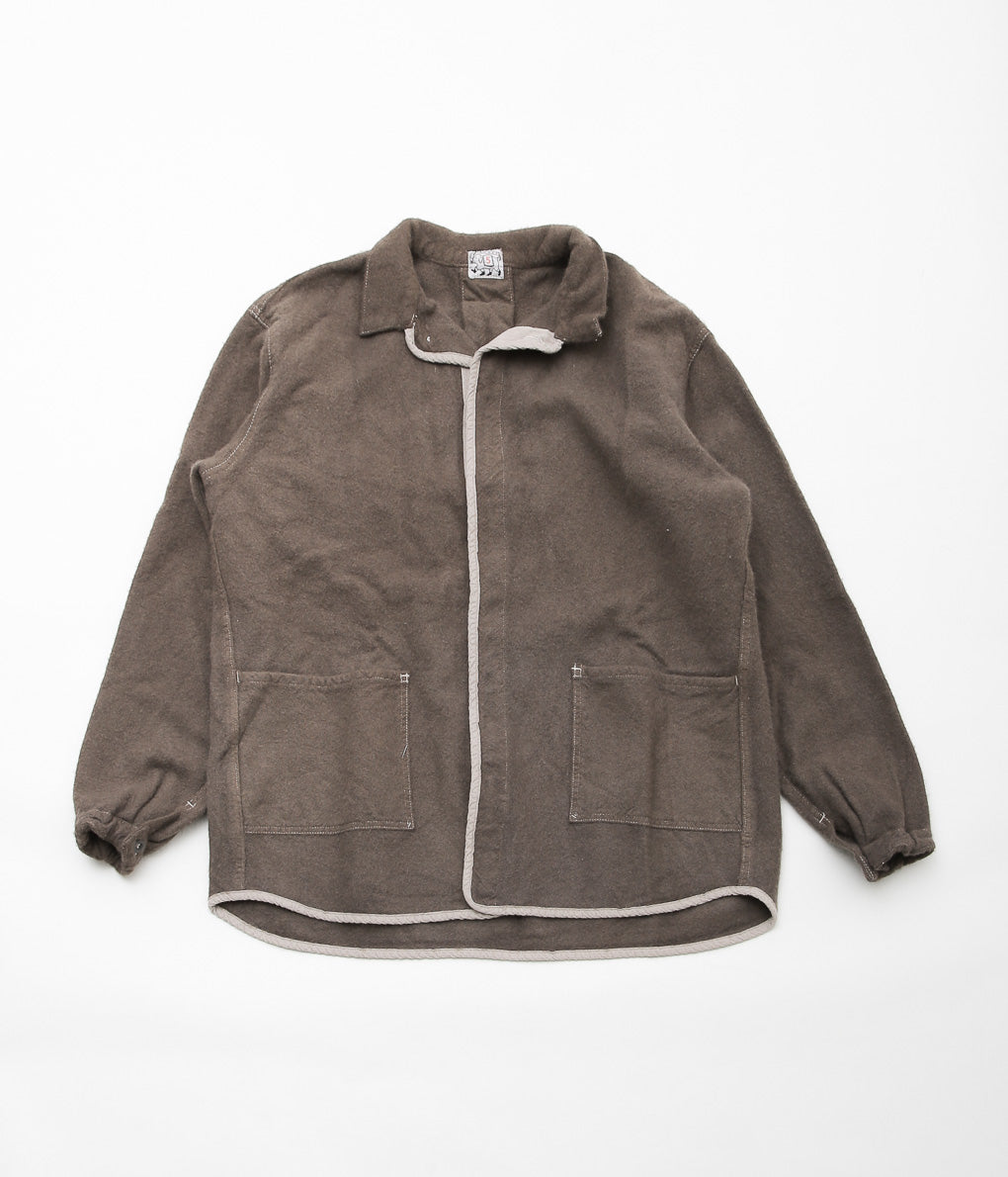 TENDER CO. ''WEBBING FLY SHIRT_UNFINISHED WOOL BAIZE'' (SADDENED WATTLE DYED)