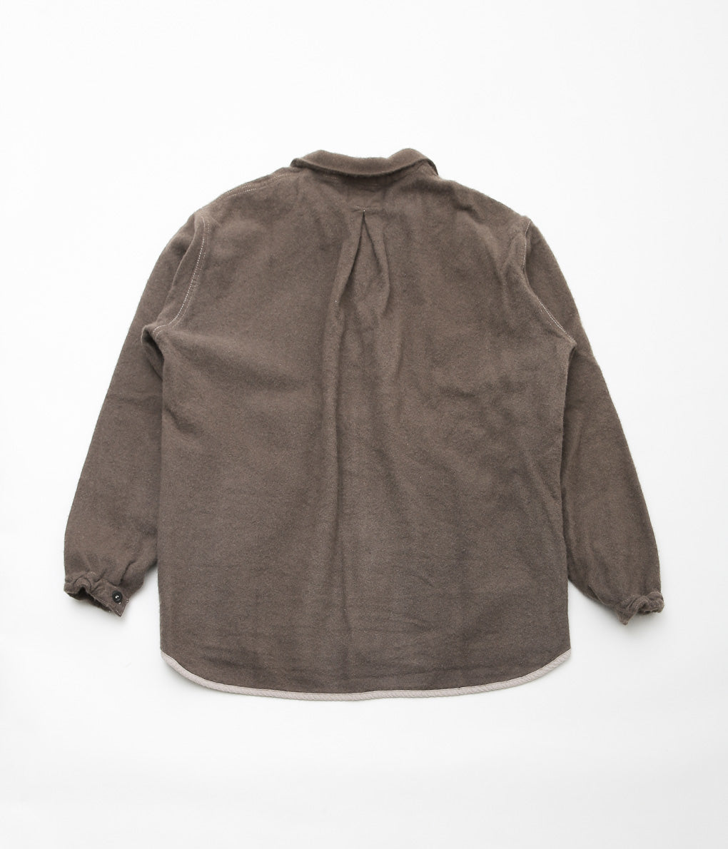 TENDER CO. ''WEBBING FLY SHIRT_UNFINISHED WOOL BAIZE'' (SADDENED WATTLE DYED)