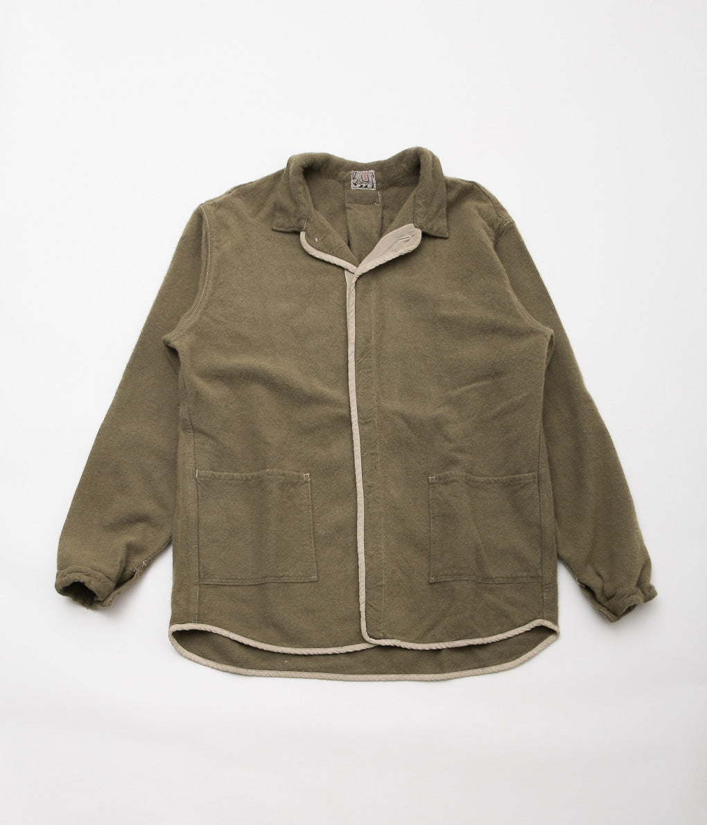 TENDER CO. ''WEBBING FLY SHIRT_UNFINISHED WOOL BAIZE'' (COFFEE DYED)