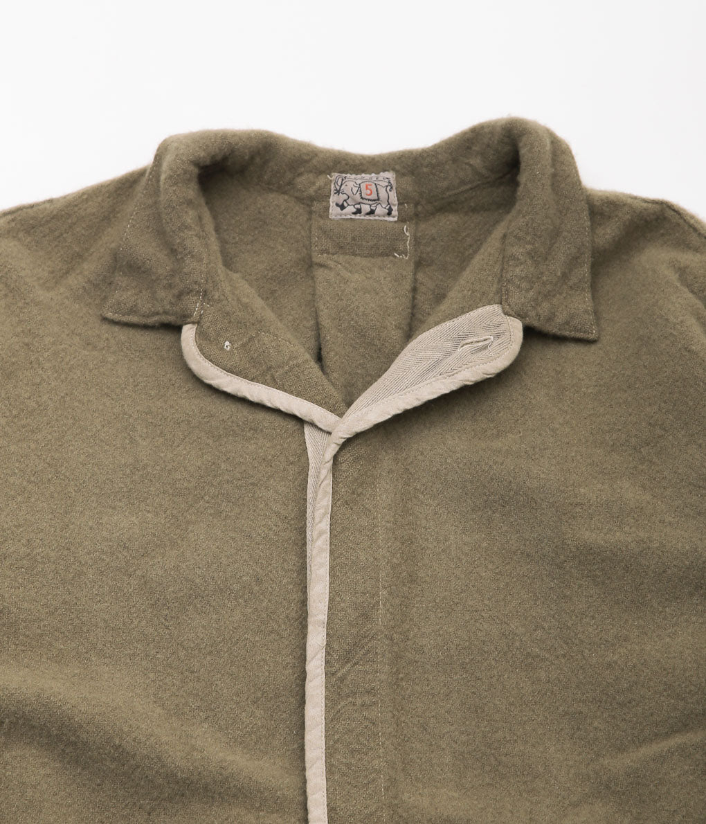 TENDER CO. ''WEBBING FLY SHIRT_UNFINISHED WOOL BAIZE'' (COFFEE DYED)