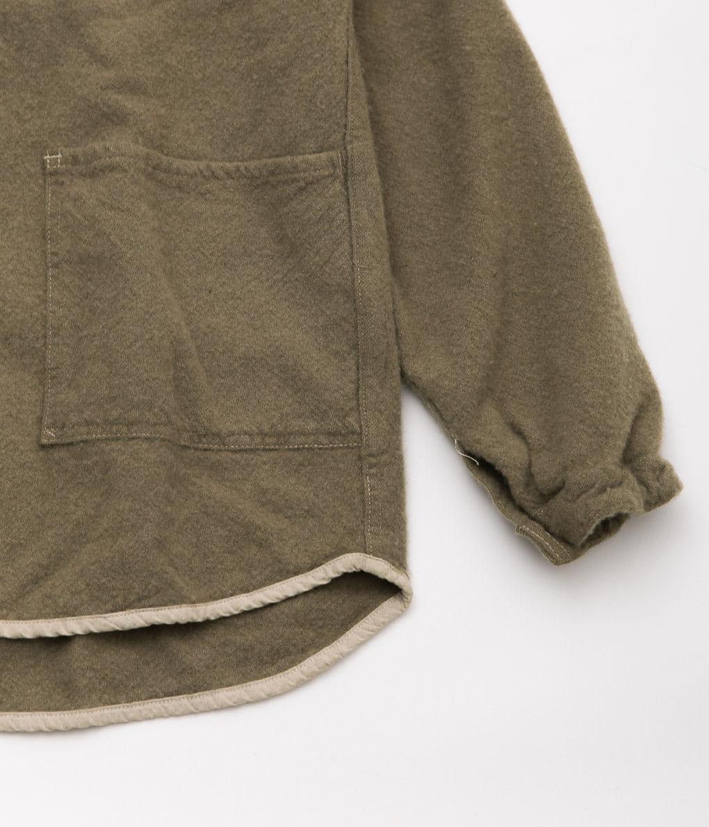 TENDER CO. ''WEBBING FLY SHIRT_UNFINISHED WOOL BAIZE'' (COFFEE DYED)